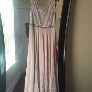 Blush Pink Bridesmaid Dress with beaded bodice